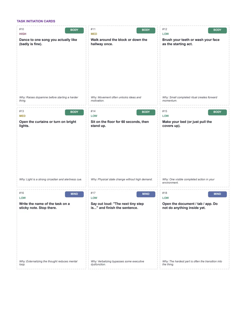 More initiation cards including mind-based starters
